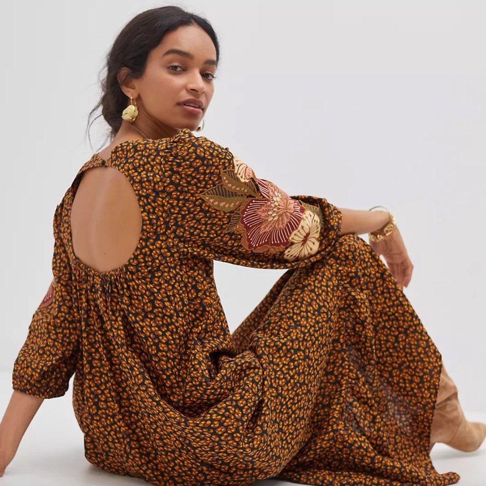 Farm Rio xAnthropologie Embroidered Maxi Dress